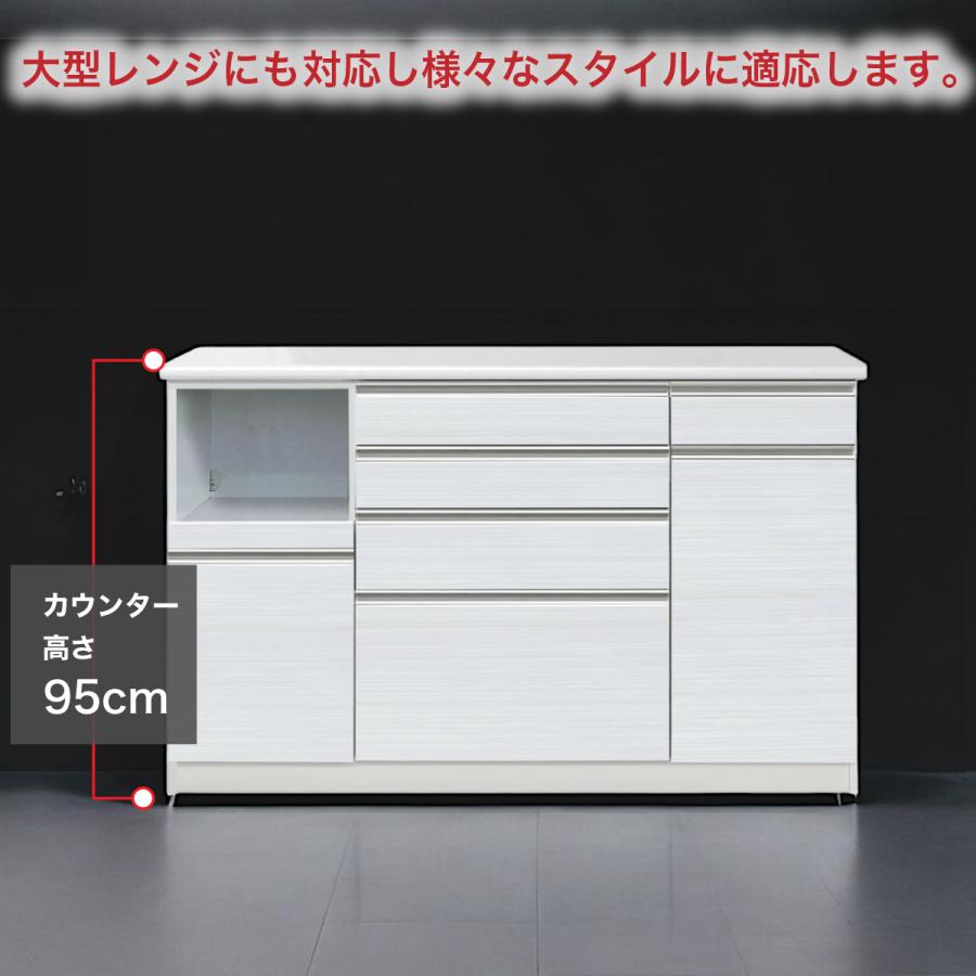 キッチン収納 日本製 キッチンカウンター モイス 幅160cm ハイカウンター レンジ台 収納棚 食器棚 収納 完成品_4