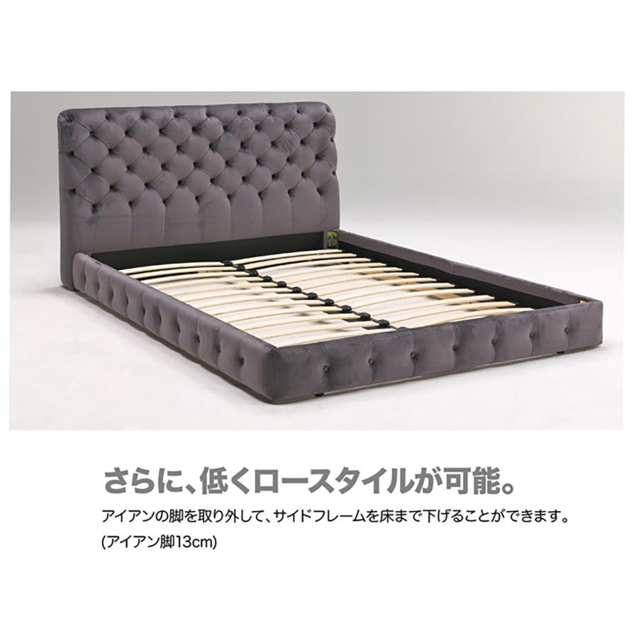 ベッド ベッドフレーム ダブル ダブルベッド ベット ベロア調生地 木製 