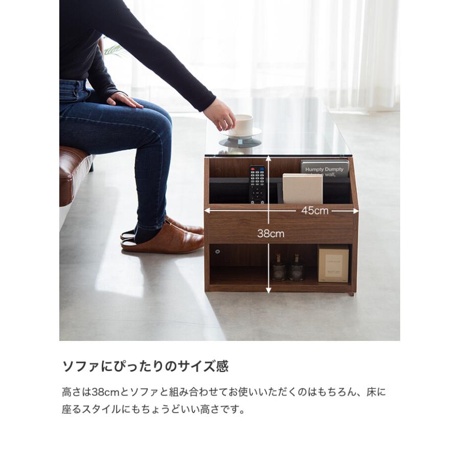 ダークブラウン ローテーブル ディスプレイ収納付き　天板ガラス嵌め込み テーブル 机 リビング センター ローテーブル 収納付き ガラステーブル
