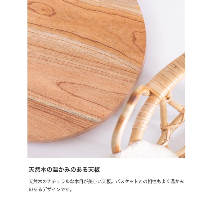 サイド テーブル バスケット かご ナイト 花台 収納 天然木 木製 木目