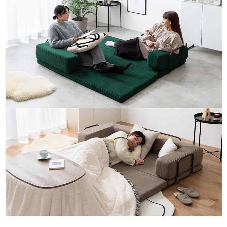 ソファ 2人掛け ソファベッド ローソファ フロアソファ こたつ用 クッション付 ソファベッド フロアソファ 2人掛けソファ ローソファ 簡易ベッド