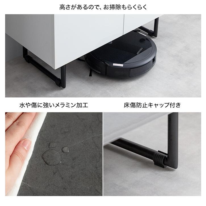 キャビネット サイドボード 扉収納 スリム 鏡面 石目調 リビング