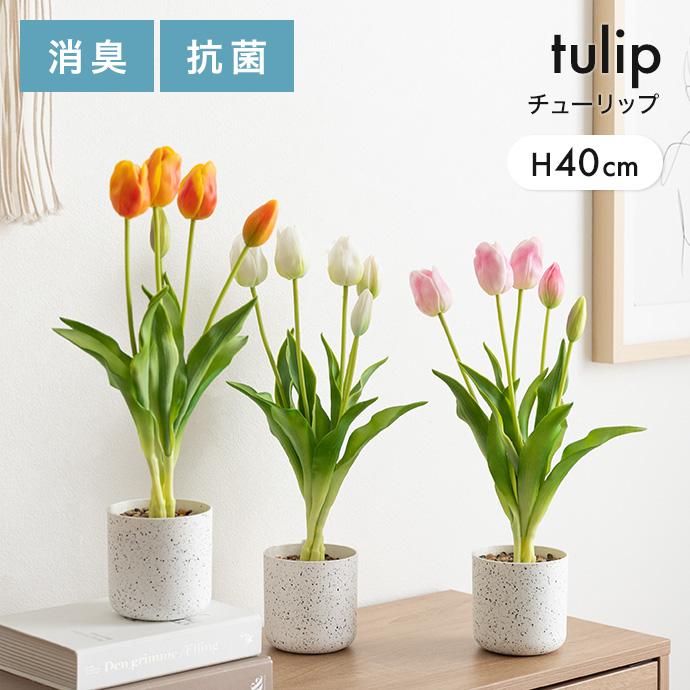 フェイクグリーン チューリップ 卓上 光触媒 観葉植物 室内 人工 花
