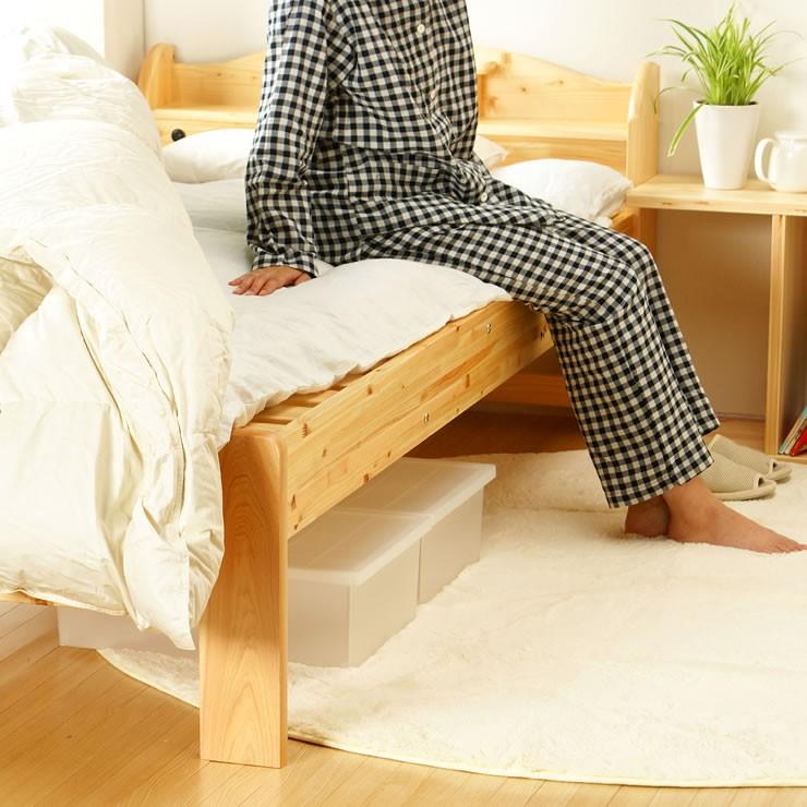 すのこベッド 100％ひのき材の照明付き 木製すのこベッド シングル