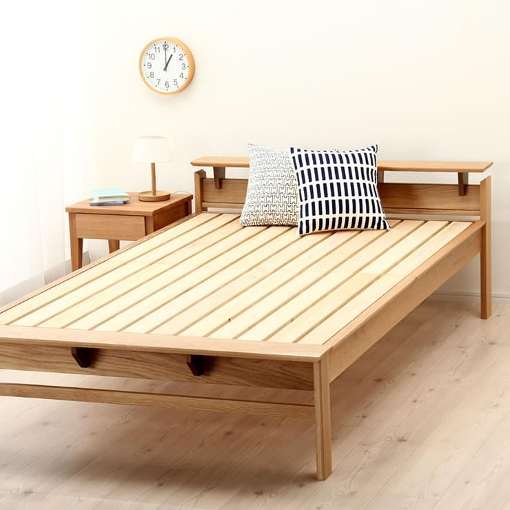 オーク無垢材を使用した 木製すのこベッド セミダブルサイズ フレームのみ ※横すのこタイプ :07-0307:家具の里 - 通販