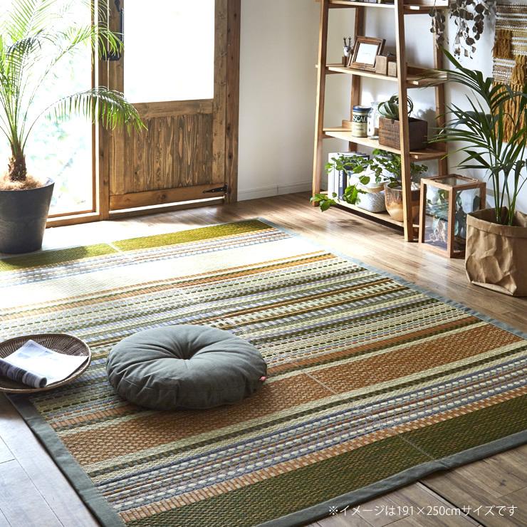 ＜１９１×２５０ｃｍ＞イケヒコ×カイハラデニム デニム縁を使用した日本製い草ラグ 191×250cm＞イケヒコ×カイハラデニム デニム縁を使用