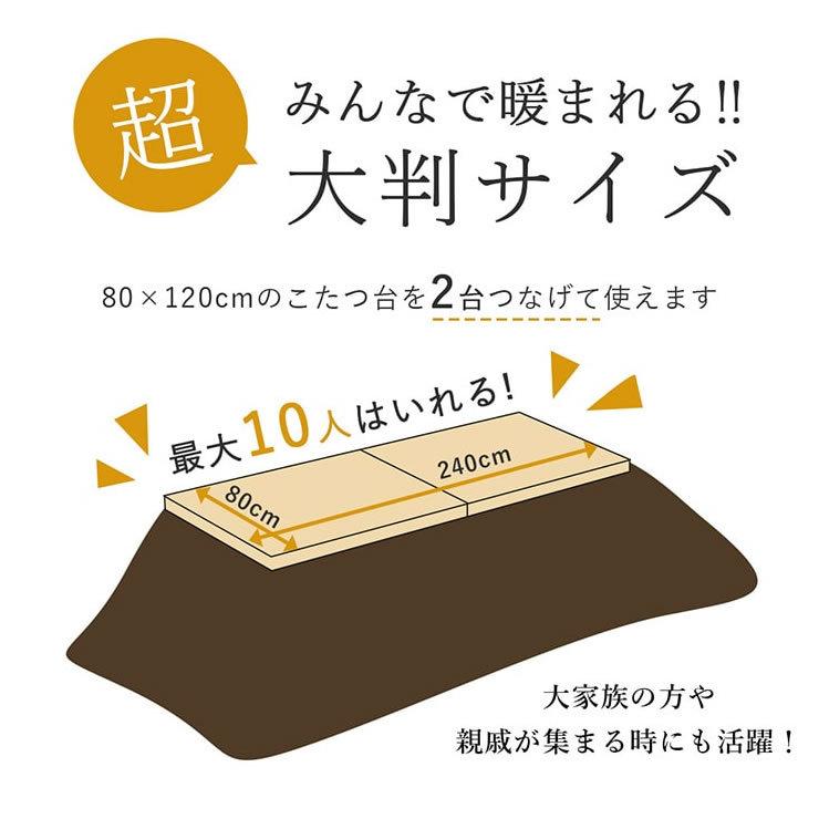 超大判サイズ こたつ布団 厚掛け単品 205cm×385cm 「長方形105〜120cm