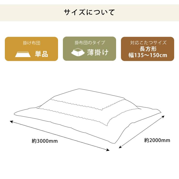 こたつ布団 薄掛け単品 200cm×300cm 「長方形135〜150cm」用 ※代引き不可の画像