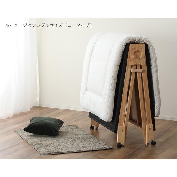 中居木工　炭入り折りたたみベッド畳 ロータイプ ワイドシングル 折りたたみベッド 調湿・消臭炭入 ワイドシングル ロータイプ : 家具の