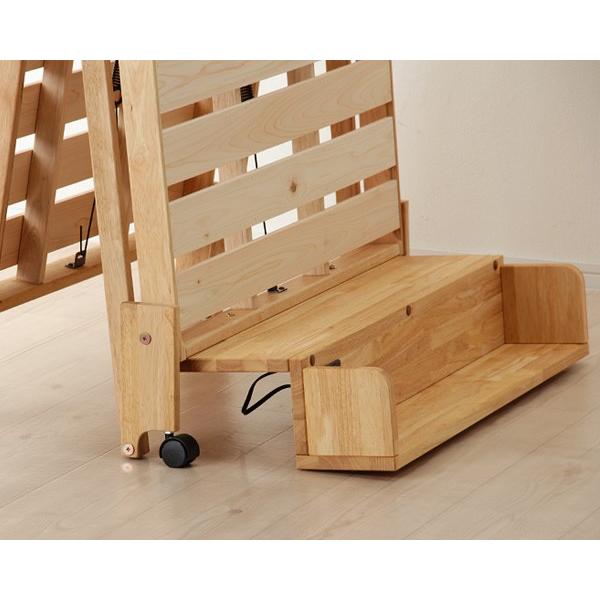 天然木で作られた 折りたたみベッド専用棚 （シングル、ワイドシングル