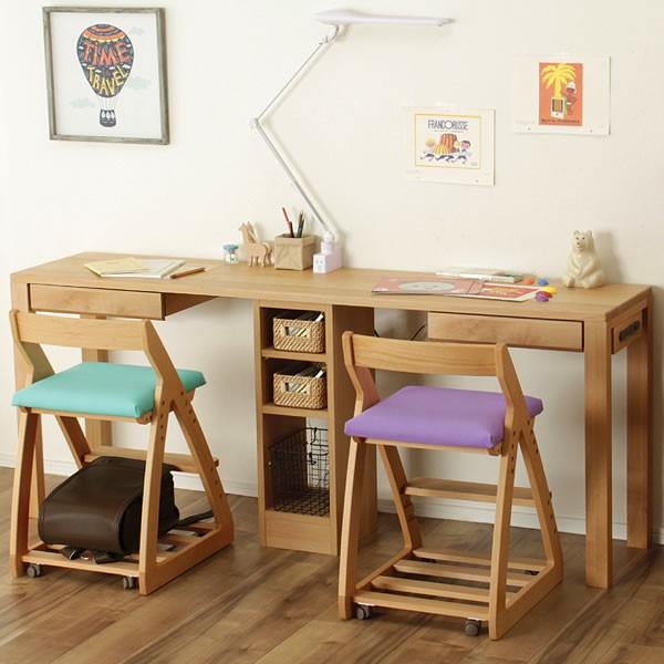 シンプルでスリムな学習机 コンセント 2口 USB（追加オプション