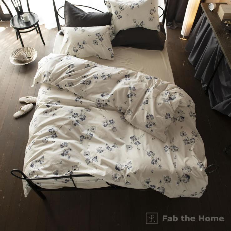 アンティークの植物画風花柄の掛け布団カバー シングルサイズ（150