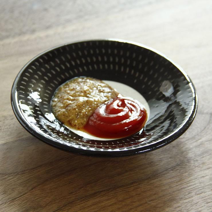 鶴見窯（つるみがま） 小石原焼 小皿 白×黒ふち（直径12cm）（1枚