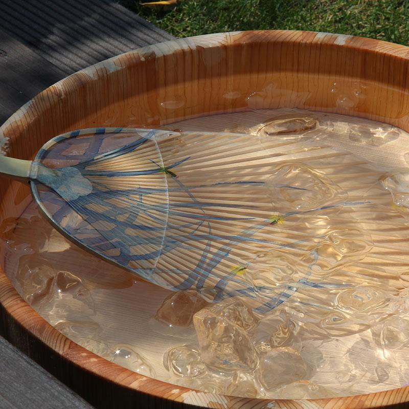 カミノシゴト（家田紙工） 水うちわ 小判型（1枚） 台座なし・台座あり