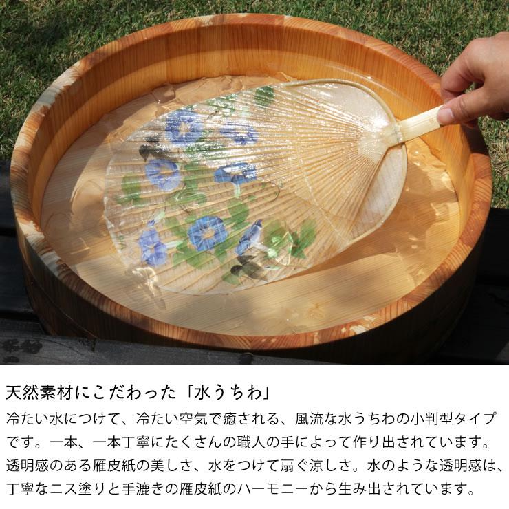 カミノシゴト（家田紙工） 水うちわ 小判型（1枚） 台座なし・台座あり