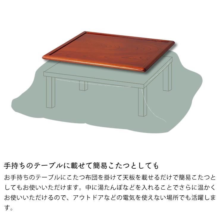 コタツ天板・こたつ天板単品 正方形 80cm角 木製（両面ケヤキ材