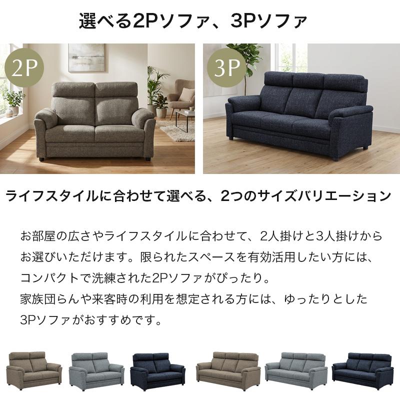 ソファ ハイバック 2Pソファ 2人掛け ファブリック ソファー グレー 