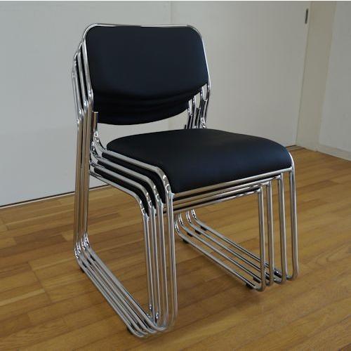 スタッキングチェアー スタッキングチェア ミーティングチェア 黒 4脚