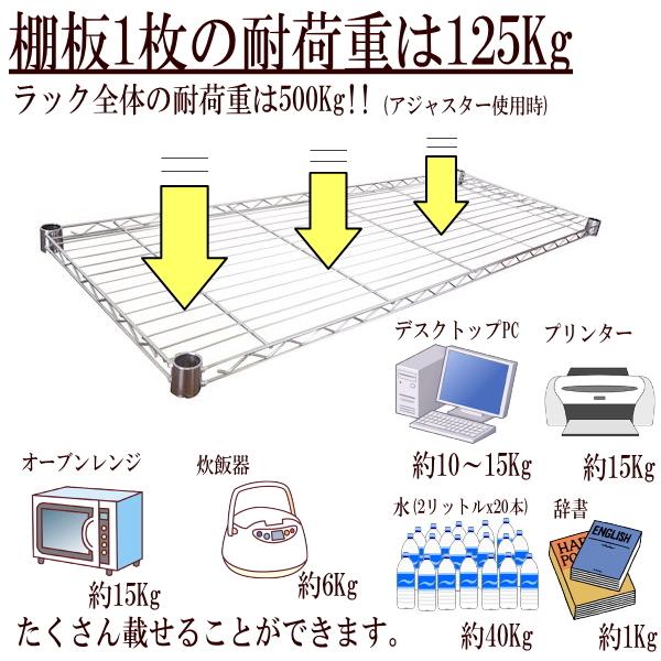 メタルシェルフ スチールラック ワイドキャスター付 4段 幅120 奥行き45 高さ125cm 120cmx45cm ワイヤーラック スチールシェルフ｜kaguch｜04