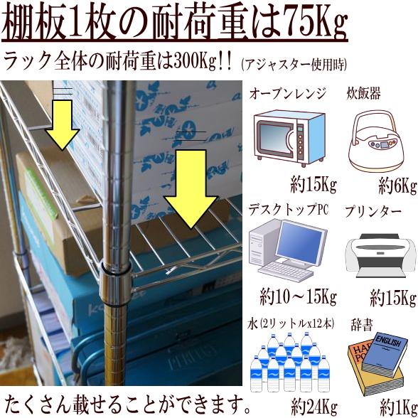 スチールラック キャスター付 4段 幅60 奥行き45 高さ160cm メタル