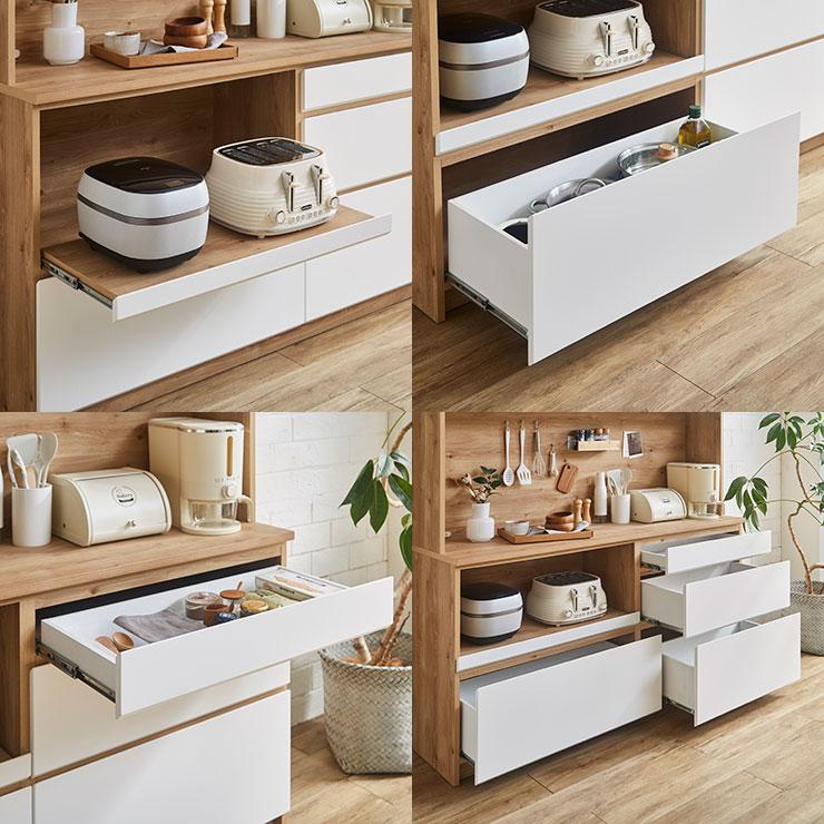 2025年購入【大川家具/KAGUCOCO】マカロン 食器棚 マットホワイト