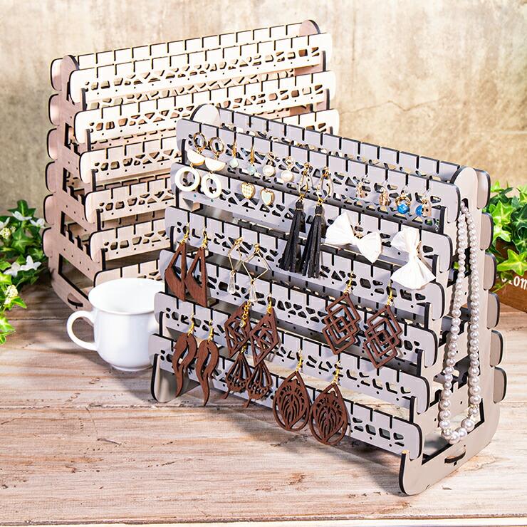 3色 アクセサリーラック 大容量アクセサリースタンド シンプル木製