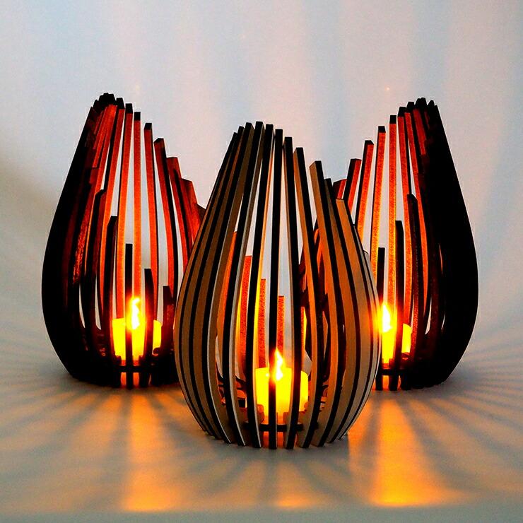 LEDキャンドルホルダー 木製 3色から選べる 日本製 北欧風 炎の