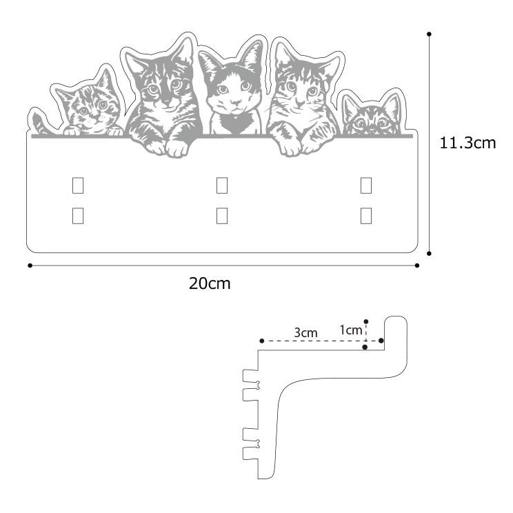 ネコの木製フック キーハンガー 木製 ネコ猫ねこ キーフックハンガー アクセサリー
