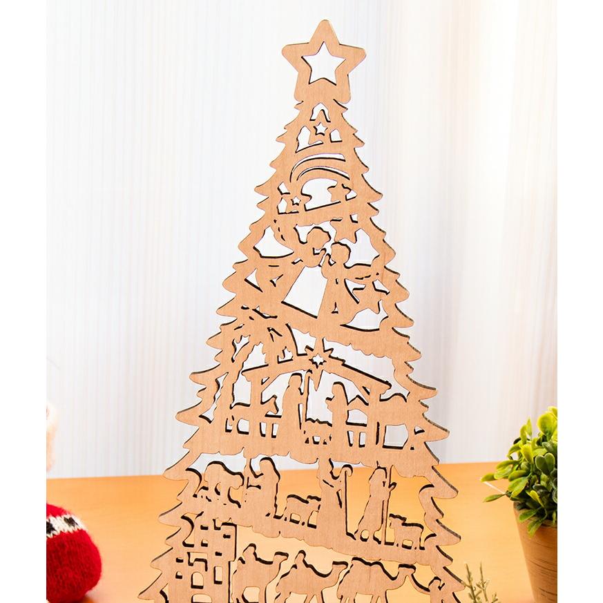 クリスマスツリー 木製 卓上サイズ 幅約20cm幅 高さ約28cm コンパクト