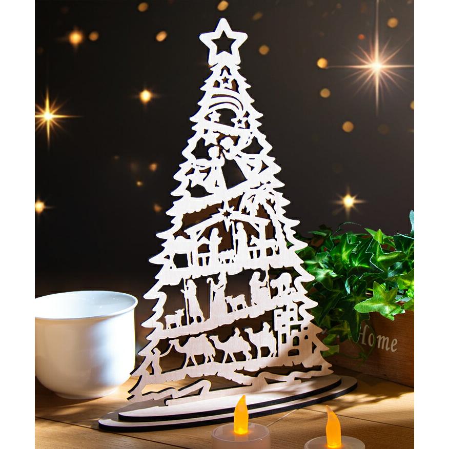 クリスマスツリー 木製 卓上 幅約20cm幅 高さ約28cm コンパクト 雑貨