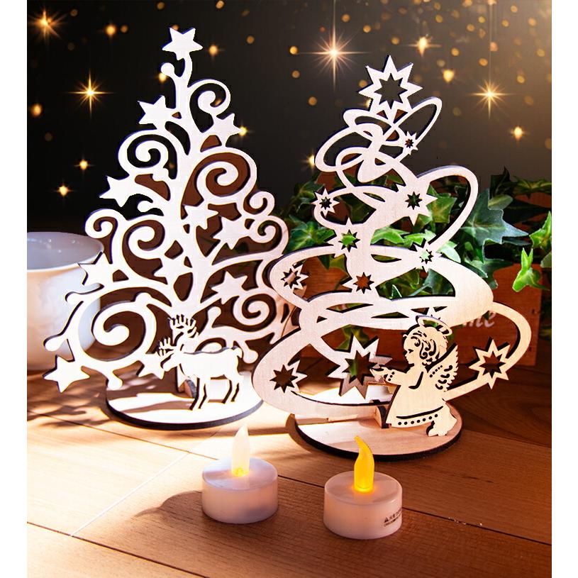 クリスマスツリー 木製 卓上 コンパクト ミニサイズ シンプル 3種類