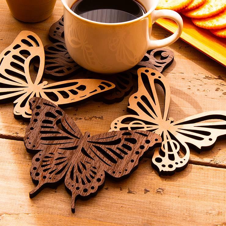 コースター おしゃれ おもしろ 4枚セット 木製 5種から選べる 2色から