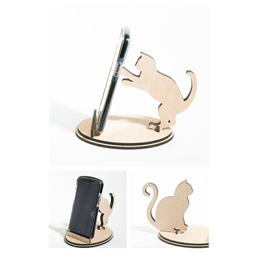 スマホスタンド 木製 ネコ 猫 シルエット 雑貨 タブレットスタンド