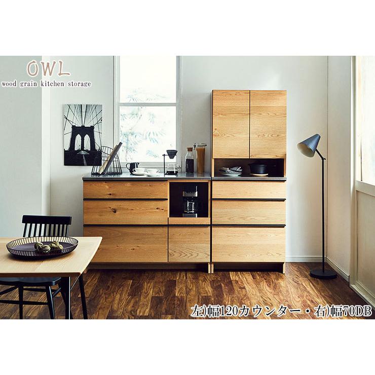 キッチンカウンター 大川家具 カウンター オウル 幅70 引出タイプ