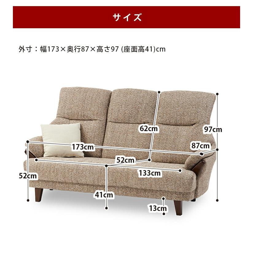 ソファ ソファー 3人掛け 2色選べる 背もたれ ハイバッククッション 分割 着脱式 テノールVI 布張りファブリック 北欧 三人掛け 完成品 輸入品_7