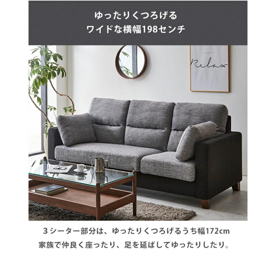 カウチソファ 3人掛け 三人掛け ソファー ソファ 5カラー 7種類の脚