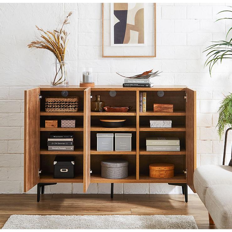 ナチュラルウッド スリムデザインチェスト　サイドボード　リビングボード キャビネット スリム リビングボード シンプル ナチュラル フィスパ 幅