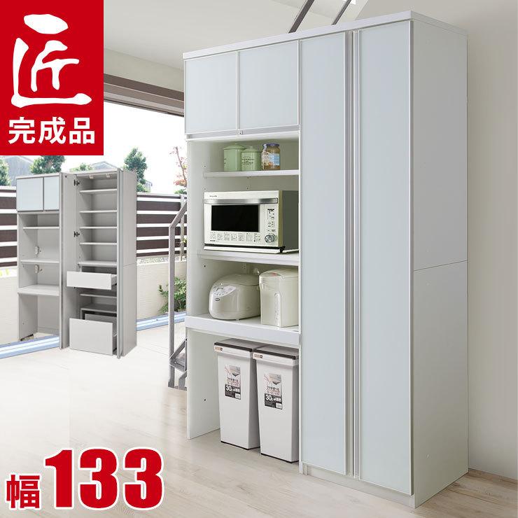 食器棚 レンジ台 リヨン 幅133 奥行50 高さ0 ゴミ箱対応 ダストタイプ ホワイト 白 大容量 家電ボード 完成品 日本製 48 手作り家具工房家具のココボ 通販 Yahoo ショッピング