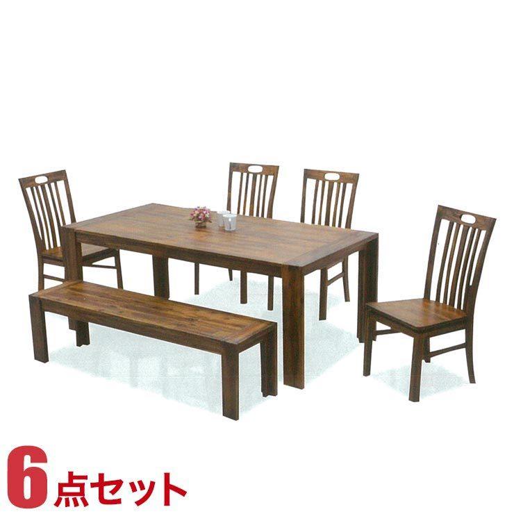 ダイニングテーブルセット 7人掛け アカシアウッド 高級感 カントリー風 テーブル 6点セット テーラー 幅180cmテーブル 椅子4脚 ベンチ1脚 輸入品 53 手作り家具工房家具のココボ 通販 Yahoo ショッピング