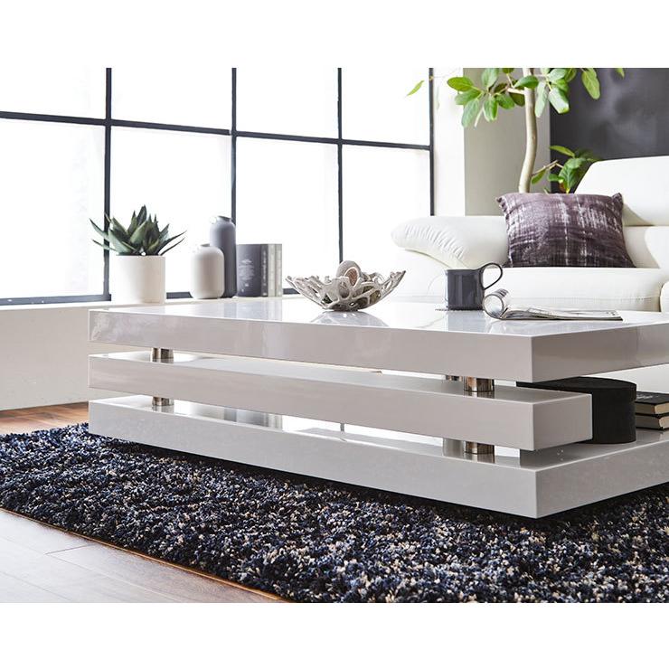 センターテーブル ローテーブル カリン 幅120 ホワイト 鏡面