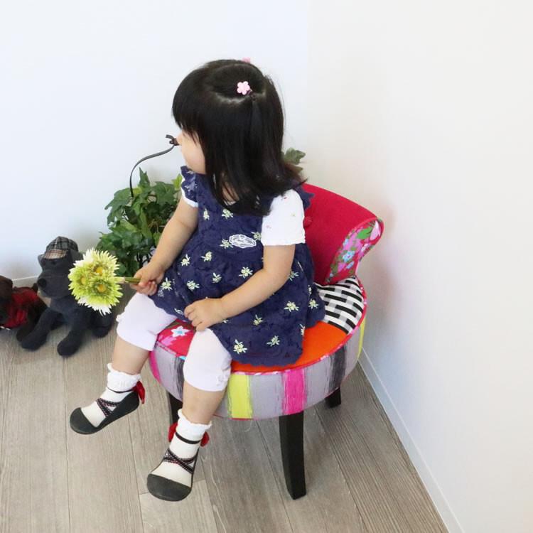 カラフル パッチワーク スツール 椅子 チェア ピンク コンパクト