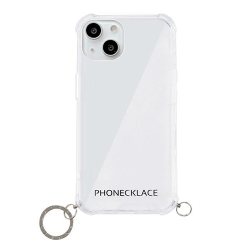 PHONECKLACE ストラップ用リング付きクリアケース for iPhone 13 シルバーチャーム PN21598i13SV｜kagucyoku