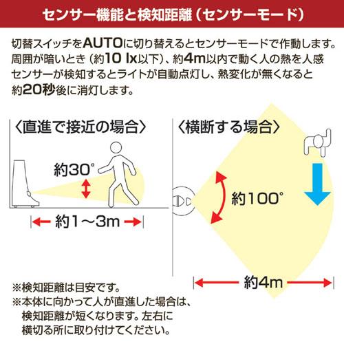 旭電機化成 足もと安心 防雨センサーライト + アルカリ乾電池 単3形10本パックセット 811744+HDLR6/1.5V10P｜kagucyoku｜05