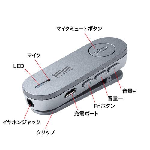 在庫処分特価 サンワサプライ Bluetoothスピーカーフォン(クリップ式マイクのみ) MM-BTMSP3CL