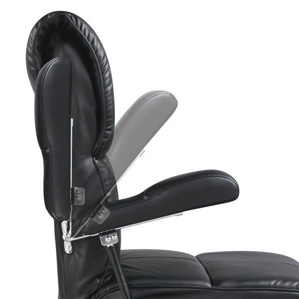 座椅子 幅62cm ブラック 合皮 肘付き 13段リクライニング 座面360度