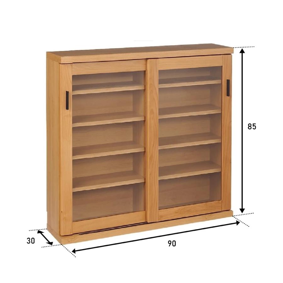 90 引き戸シェルフ キャビネット 北欧 収納 見せる収納 木製 本棚
