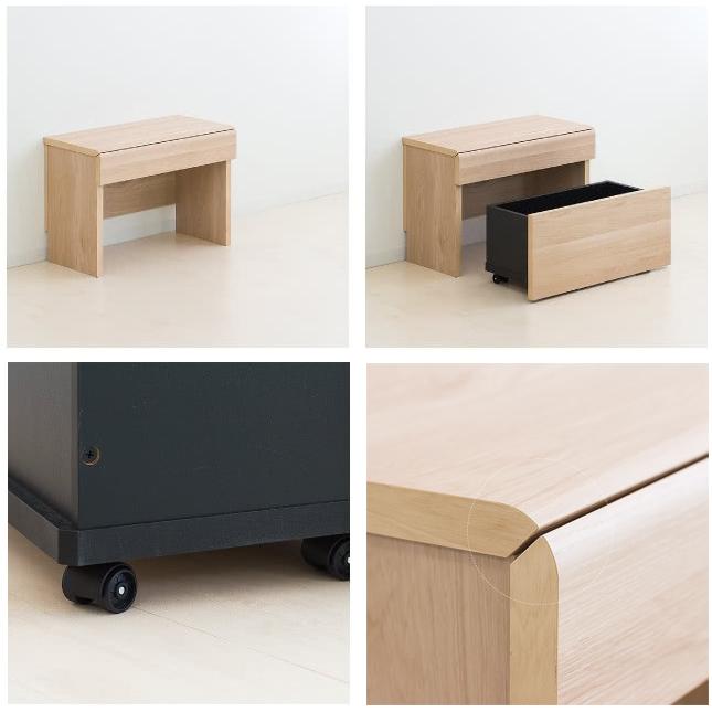 ローデスク 収納 ワゴン付き 幅60cm 小型 コンパクト 机 木製 小さ目