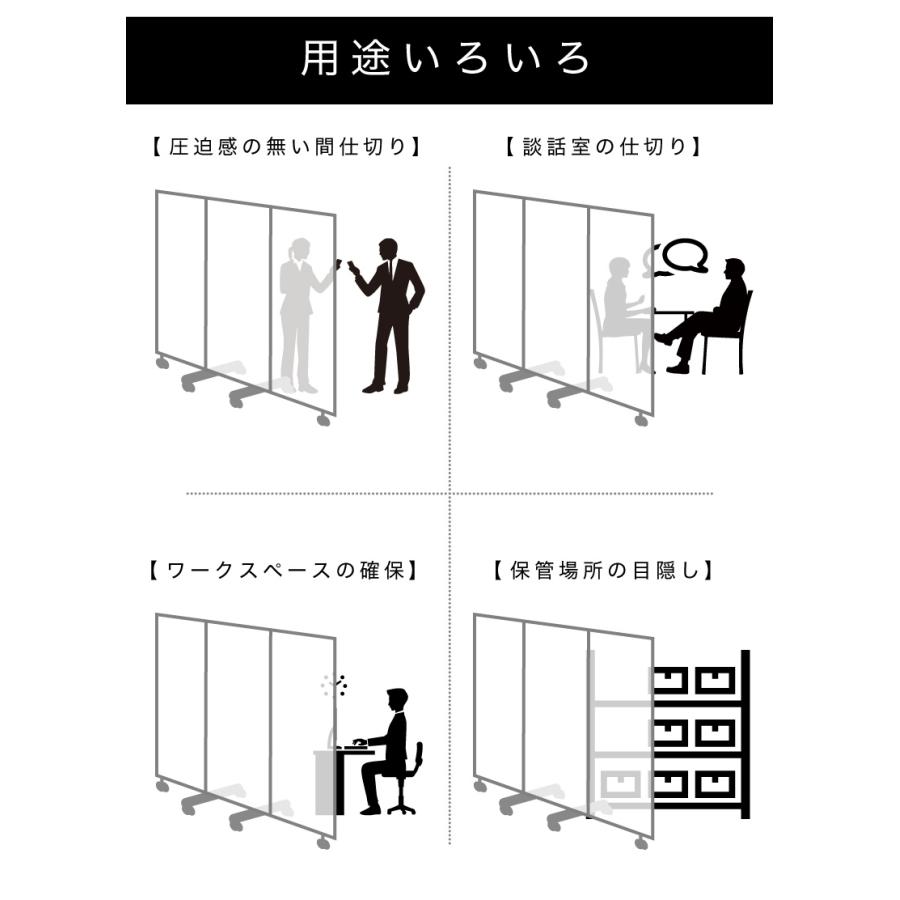 業務用 パーティション パーテーション コロナ 5連 キャスター付 折りたたみ 半 透明 幅450 高さ180 オフィス用 目隠し 送料無料 半透明 90×5連 bakugai202602の画像