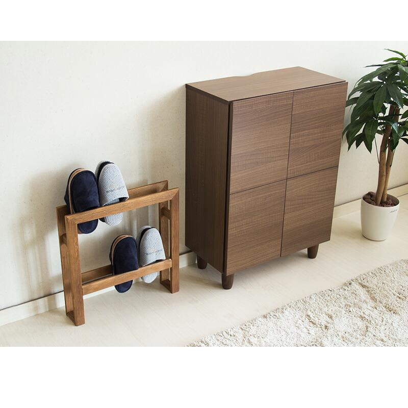 スリッパラック 天然木製 8足収納 完成品 送料無料 幅48cm ナチュラル