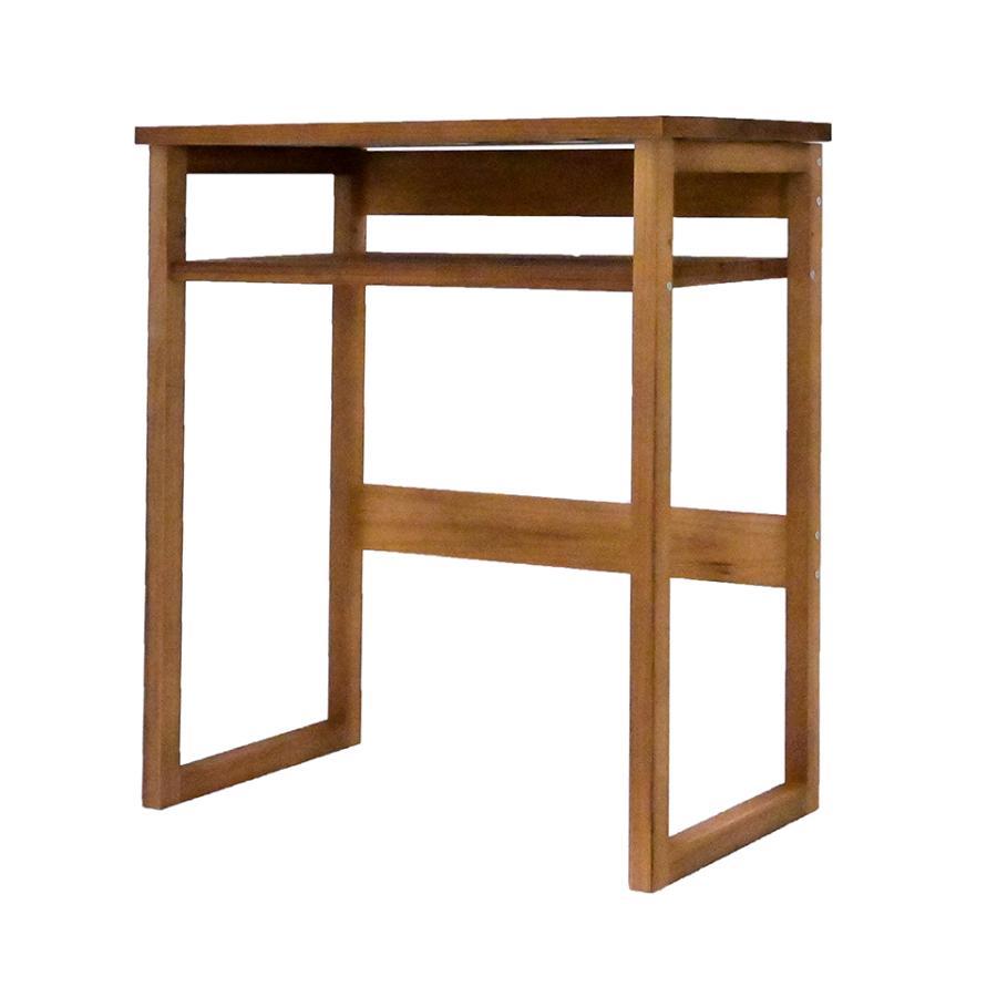 デスク 幅60cm 机 ブラウン ミニ コンパクト 学習机 収納付き 天然木